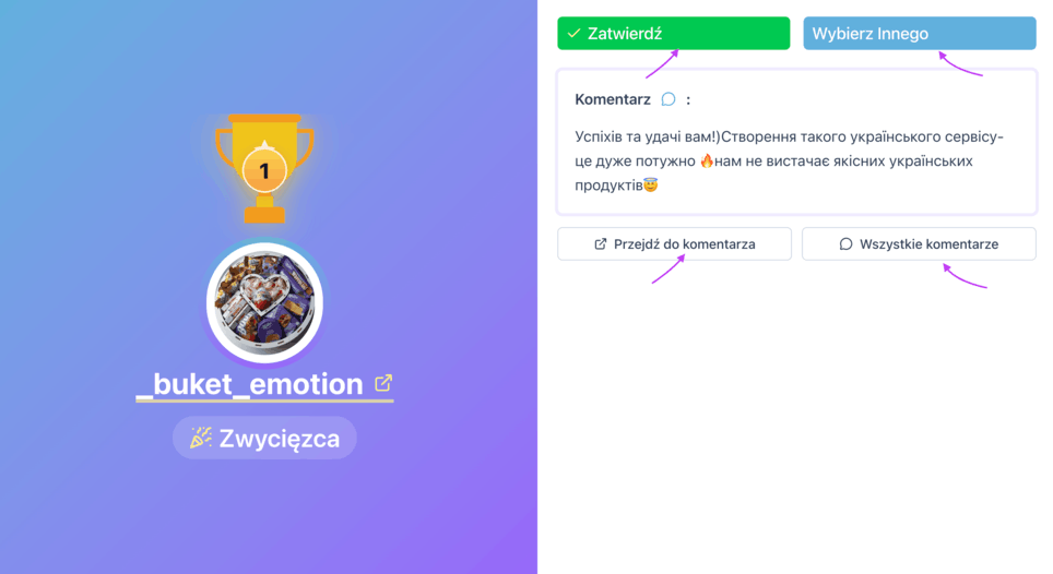 Zarządzanie zwycięzcami: wybór następnego lub zmiana wyboru
