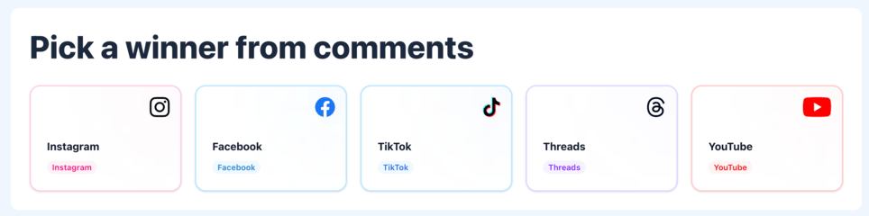 Available platforms for giveaway in GiveawayOK